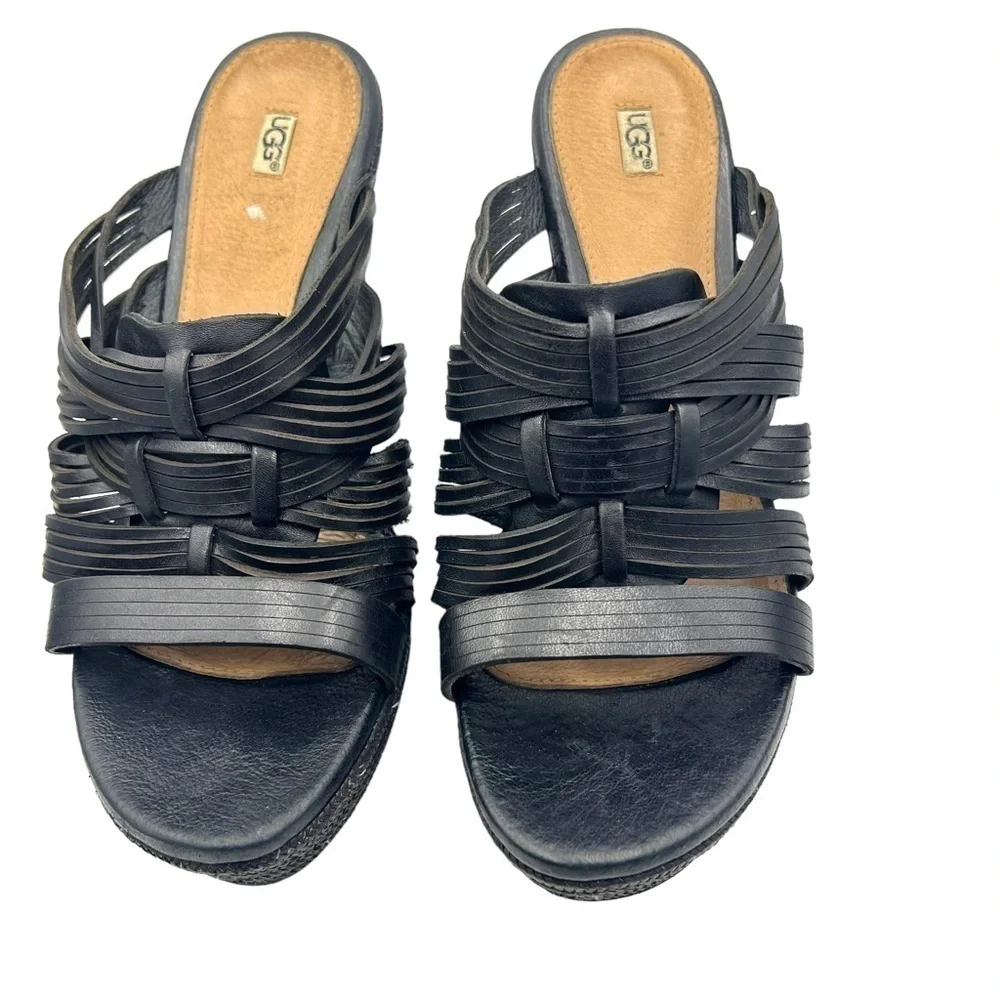 Ugg Black Melinda Platform Wedge Sandals Women's Size 9